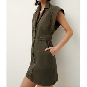 Veronica Beard Women's Army Green Jax Shirt Dress 0